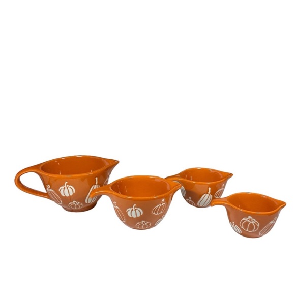 NEW Rae Dunn PUMPKIN TEACUP Measuring Cup Set/4 - Picture 3 of 5